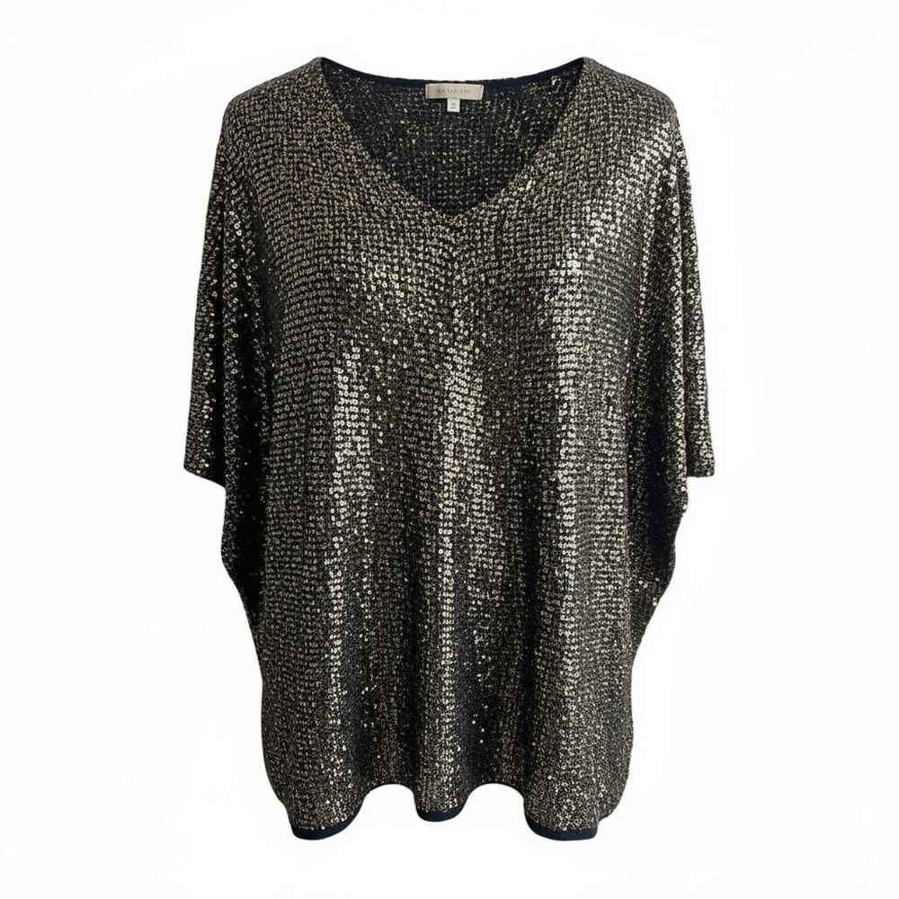 VTG Y2K 90s Renzo Kai Gold Black‎ Sequin Mini Dress Caftan Oversized XS Dressy